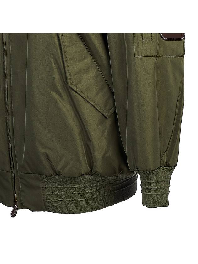 Sleeve Pocket Zipper Linen Bomber Jacket Dark Green - LORO PIANA - BALAAN 7