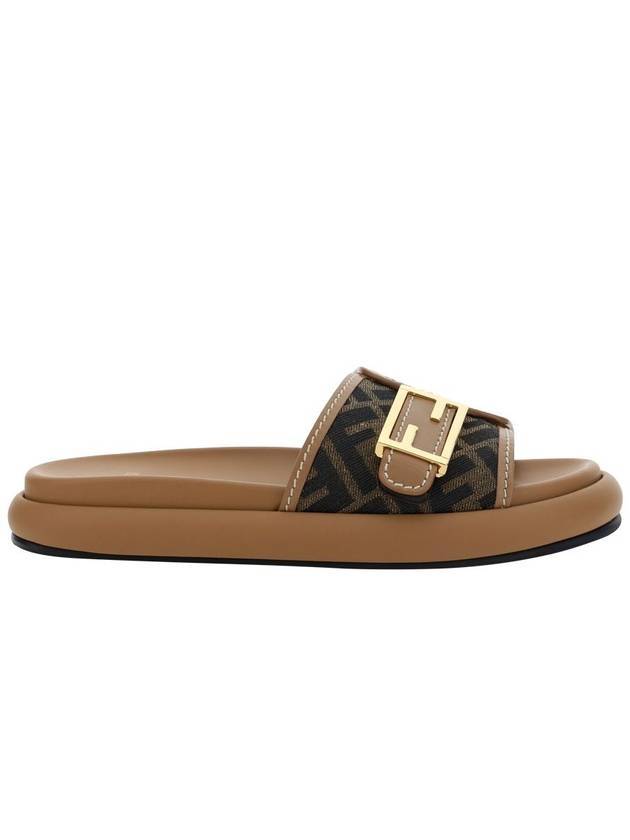 FF Baguette Slide Slippers Brown - FENDI - BALAAN 1