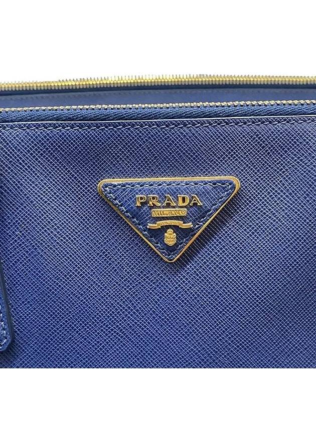 BN1802 SAFFIANO Lux Navy Gold Logo Tote Bag - PRADA - BALAAN 3