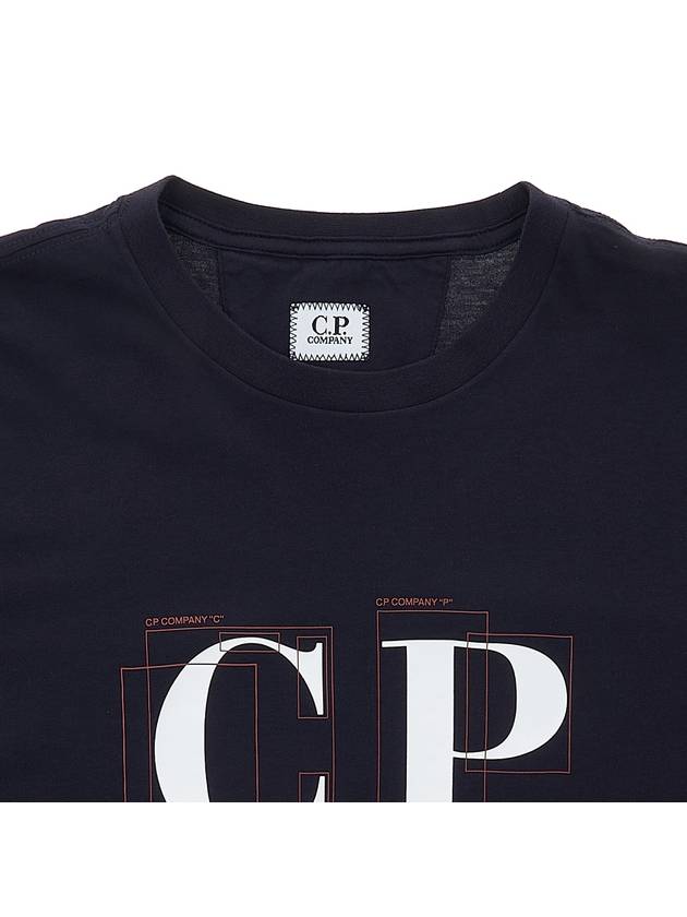 Graphic Logo Print Short Sleeve T-Shirt Navy - CP COMPANY - BALAAN 4