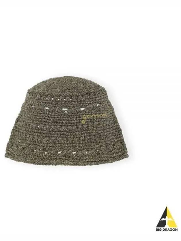 Metallic Crochet Bucket Hat Black - GANNI - BALAAN 2