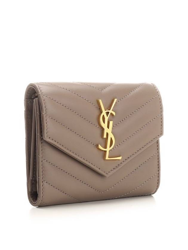 Cassandre Matelasse Compact Quilted Lambskin Half Wallet Grey - SAINT LAURENT - BALAAN 3