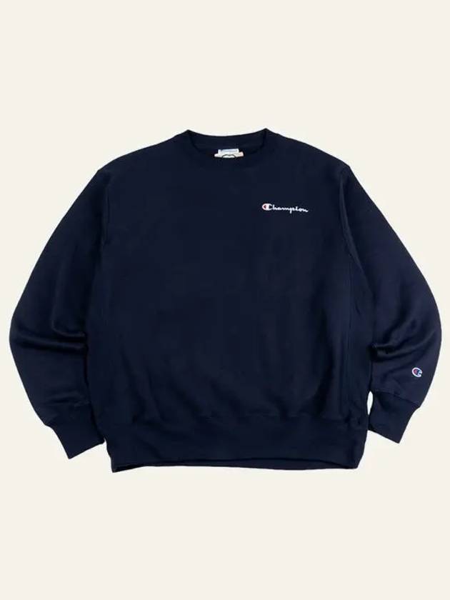 Reverse Weave Embroidered Script Men s Crew Neck Navy GF70 Y06819 NYC - CHAMPION - BALAAN 6