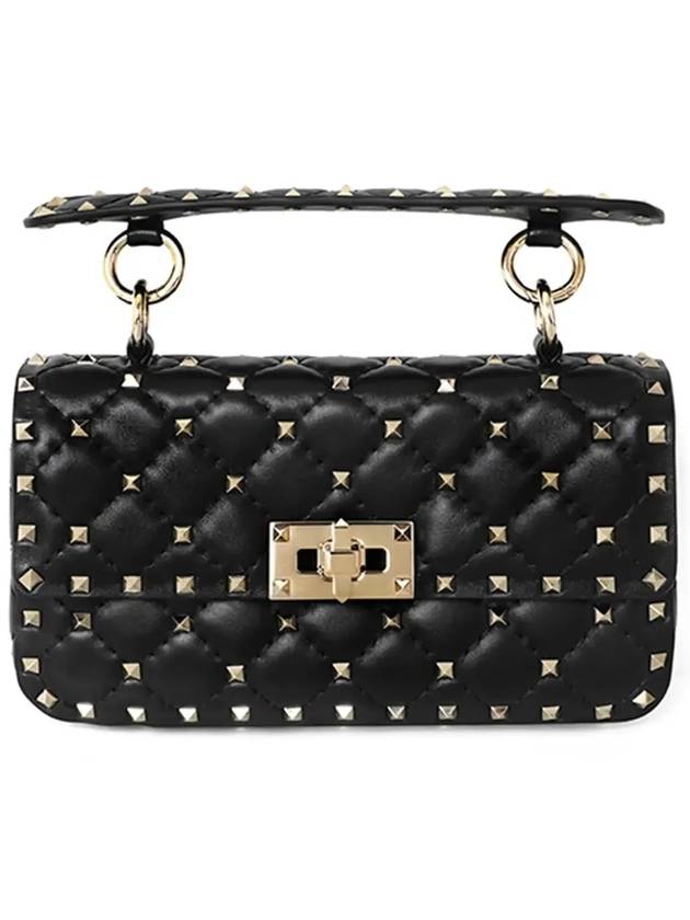 Small Nappa Rockstud Spike Shoulder Bag Black - VALENTINO - BALAAN 5