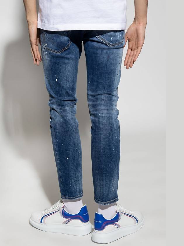 Men's Logo Patch Skinny Jeans Navy - DSQUARED2 - BALAAN 5