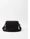 Re-Nylon Saffiano Leather Triangle Logo Cross Bag Black - PRADA - BALAAN 4