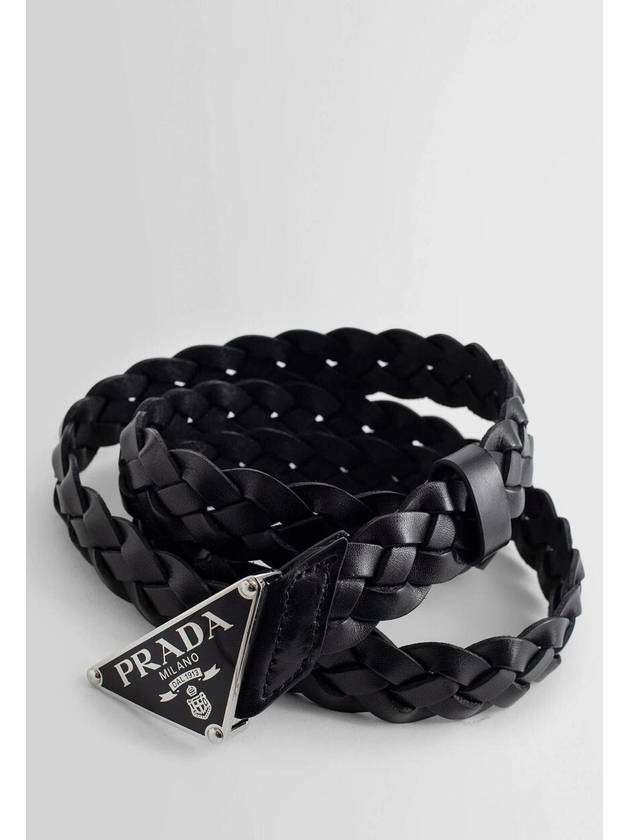 Triangle Logo Leather Belt Black - PRADA - BALAAN 2