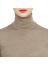 Fine Merino 4 Bar Relaxed Short Sleeve Turtleneck Brown - THOM BROWNE - BALAAN 7