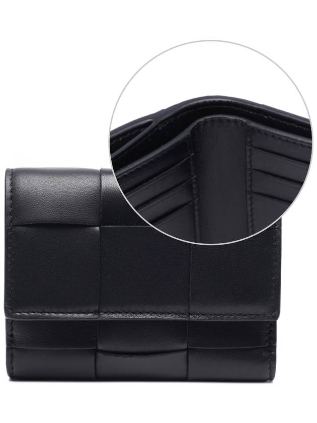 Intrecciato Tri-Fold Zip Half Wallet Black - BOTTEGA VENETA - BALAAN 3