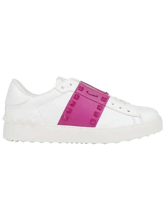 Rockstud low-top sneakers white pink - VALENTINO - BALAAN.