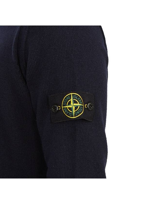 Logo Patch Crew Neck Wool Knit Top Navy - STONE ISLAND - BALAAN 9