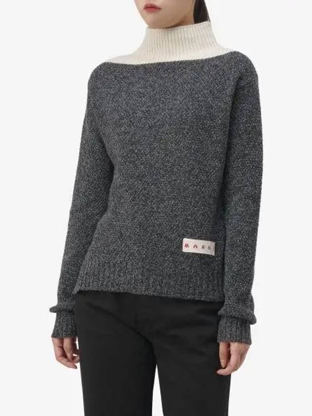 Contrast Knit Turtleneck Grey - MARNI - BALAAN 2