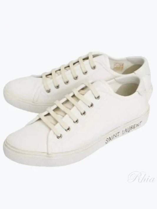 Malibu Logo Canvas Low Top Sneakers White - SAINT LAURENT - BALAAN 2