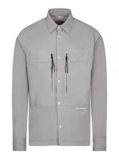 Cotton Popeline Over Long Sleeve Shirt Grey - CP COMPANY - BALAAN 2