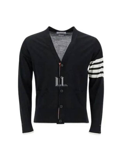 Wool 4-Bar Cardigan Black - THOM BROWNE - BALAAN 2