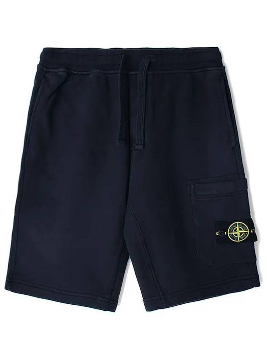 Cotton Fleece Cargo Bermuda Shorts Navy - STONE ISLAND - BALAAN 2