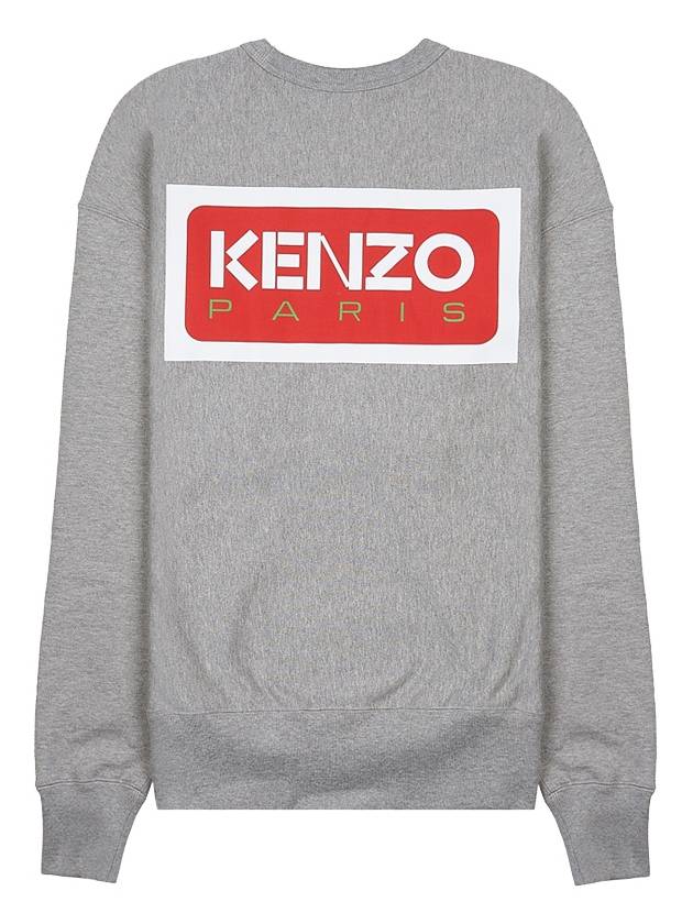 Paris Logo Crew Neck Cotton Sweatshirt Pearl Grey - KENZO - BALAAN 4