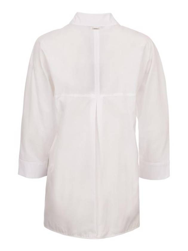 Delfina Crop Sleeve Cotton Shirt White - MAX MARA - BALAAN 5