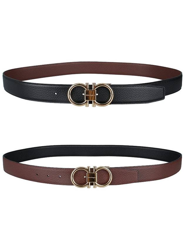 Gancini Reversible Adjustable Calfskin Leather Belt Black Brown - SALVATORE FERRAGAMO - BALAAN 10