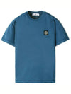 Logo Patch Short Sleeves T-Shirt Avio Blue - STONE ISLAND - BALAAN 2