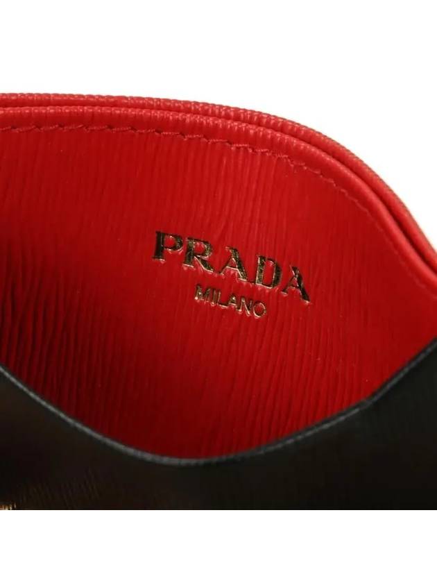 Big Metal Logo Two-Tone Card Wallet Black Red - PRADA - BALAAN 7