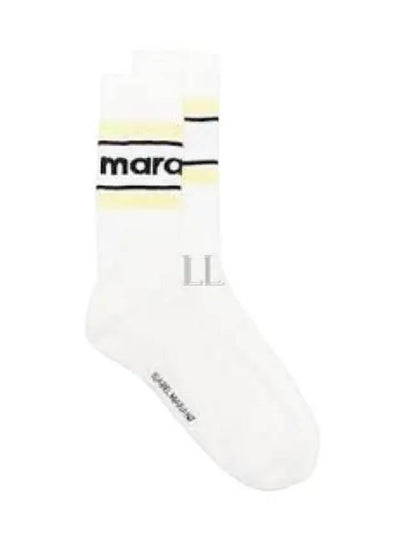 Dona Logo Print Socks White Green - ISABEL MARANT - BALAAN 2