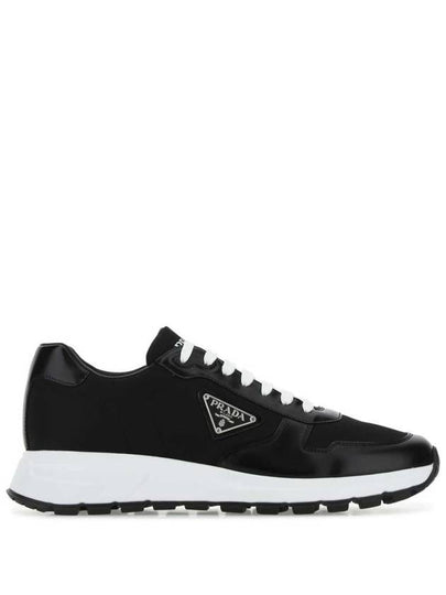 Prax 01 Re-Nylon Brushed Leather Low-Top Sneakers Black - PRADA - BALAAN 2