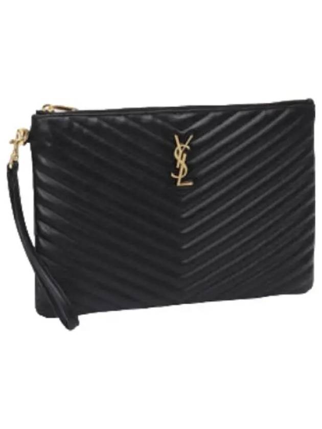 matelass leather monogram clutch - SAINT LAURENT - BALAAN 1