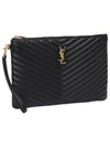 Gold Monogram Matelasse Clutch Bag Black - SAINT LAURENT - BALAAN 2