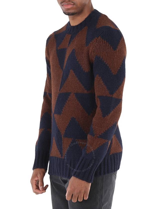 Men's Geometric Pattern Sweater Brown - MONCLER - BALAAN 4