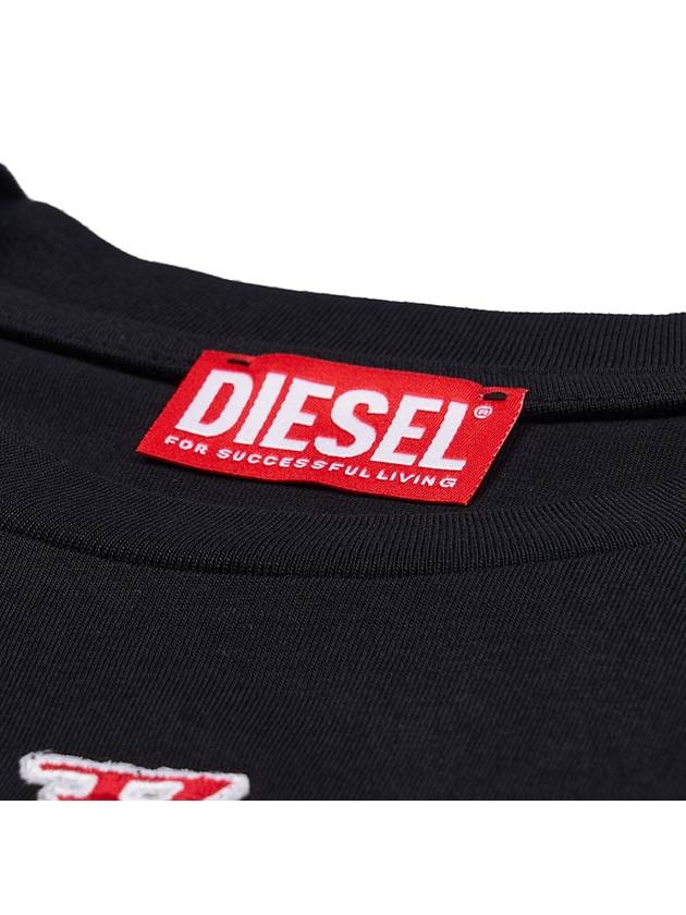 T Leg D Regular Fit Cotton Short Sleeve T-Shirt Black - DIESEL - BALAAN 5