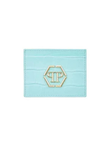 Women's Crocodile Leather Card Holder Turquoise 271216 - PHILIPP PLEIN - BALAAN 1