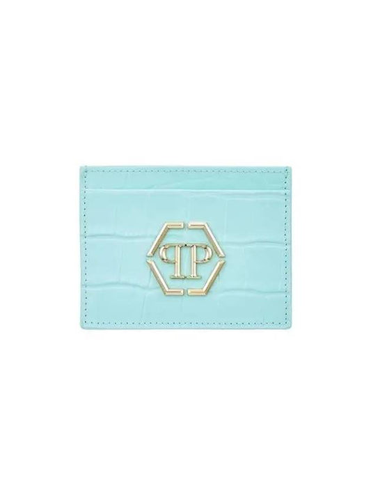 Women's Crocodile Leather Card Holder Turquoise 271216 - PHILIPP PLEIN - BALAAN 1