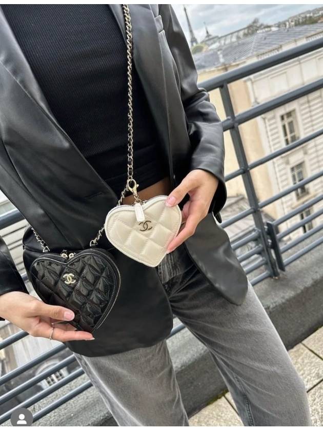 Mini Bag with Chain Patent Calfskin Resin Gold Metal Black White - CHANEL - BALAAN 4