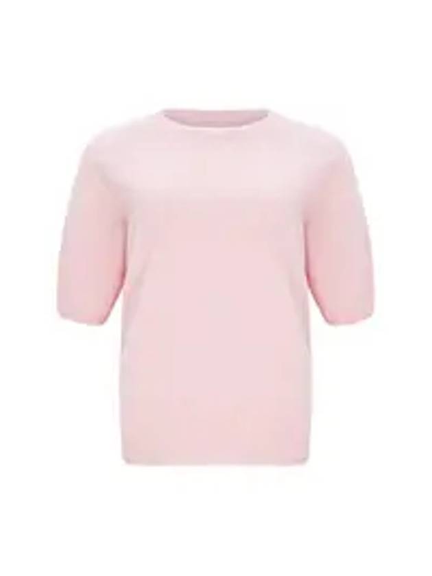 Round Neck Sleeve 100% Wool Knit Top Baby Pink - CALLAITE - BALAAN 1