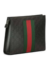 GG Signature Debossed Logo Leather Webstripe Panel Clutch Bag - GUCCI - BALAAN 2