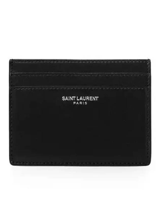 Smooth Leather Classic Logo Card Wallet Black - SAINT LAURENT - BALAAN 2