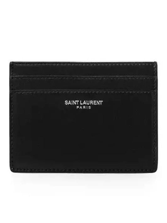 Smooth Leather Classic Logo Card Wallet Black - SAINT LAURENT - BALAAN 2