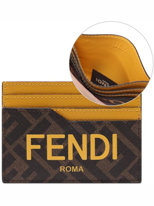 Roma Logo 3-Fold Card Wallet Brown Yellow - FENDI - BALAAN 2