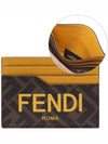 Roma Logo 3-Fold Card Wallet Brown Yellow - FENDI - BALAAN 3