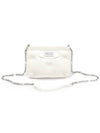 S56WF0161 White Grain Nappa Leather Glam Slam Red Carpet Silver Chain Mini Pouch Cross Bag - MAISON MARGIELA - BALAAN 1