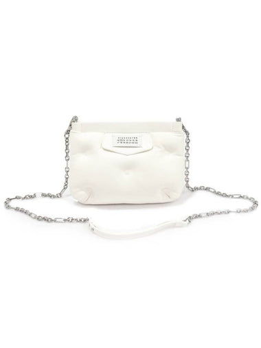 S56WF0161 White Grain Nappa Leather Glam Slam Red Carpet Silver Chain Mini Pouch Cross Bag - MAISON MARGIELA - BALAAN 1