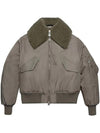 Boxy Shearling Collar Bomber Jacket Taupe - AMI - BALAAN 1