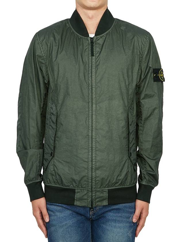 Men's Wappen Patch Zip-Up Bomber Jacket Green - STONE ISLAND - BALAAN 2