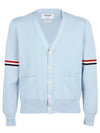 Milano Stitch Sprite Armband Cotton V-neck Cardigan Light Blue - THOM BROWNE - BALAAN 2