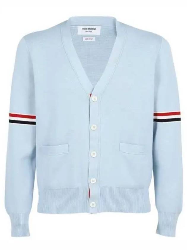 Milano Stitch Sprite Armband Cotton V-neck Cardigan Light Blue - THOM BROWNE - BALAAN 2