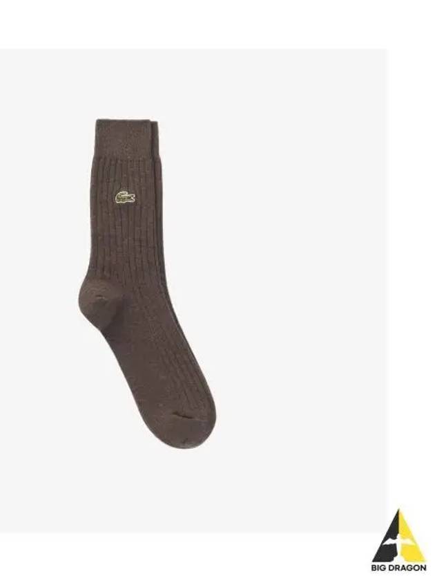 Men s Basic Rib Tissue Gentleman Socks Dark Brown - LACOSTE - BALAAN 1