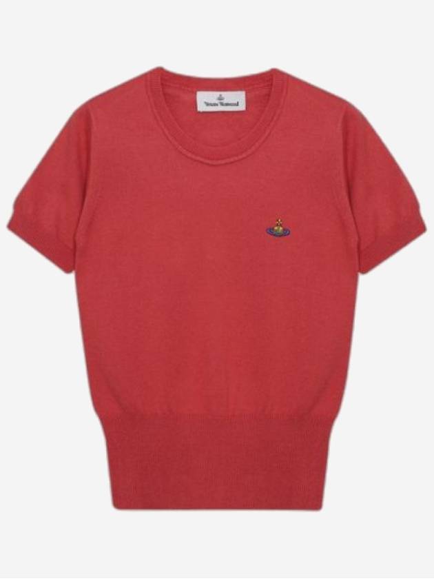 Bea Embroidery Logo Short Sleeve Knit Top Red - VIVIENNE WESTWOOD - BALAAN 2