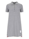 Classic Cotton Pique Center Back Stripe A-Line Short Sleeve Polo Shirt Short Dress Grey - THOM BROWNE - BALAAN 2