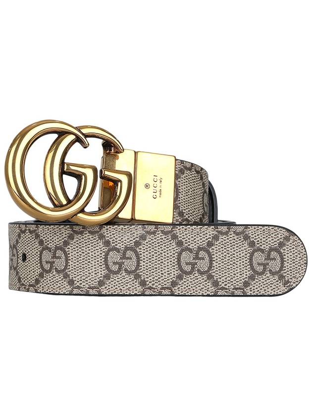 GG Marmont Supreme Canvas Leather Reversible Belt Beige Black - GUCCI - BALAAN 3